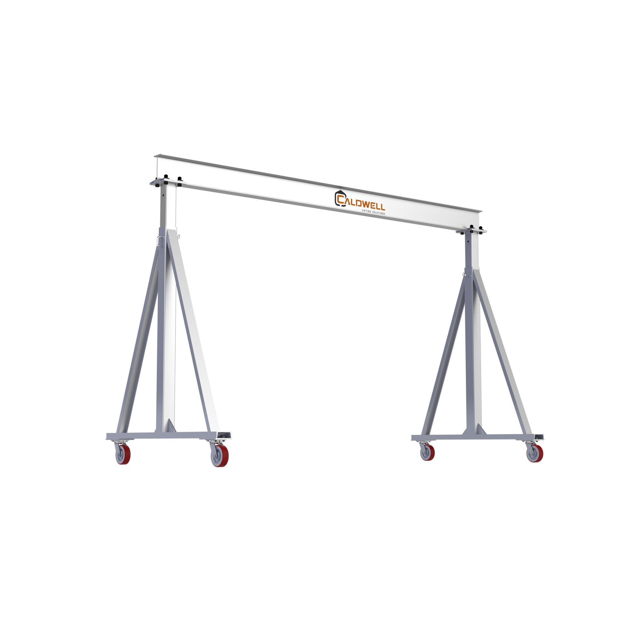 Caldwell, Portable Adjustable Height Aluminum Gantry Crane, Material Aluminum, Load Capacity 6000 lb, I-Beam Length 144 in, Model# 582-6000-12-12